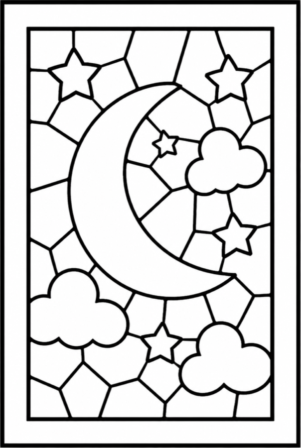 The printed pattern sheet for the same moon panel